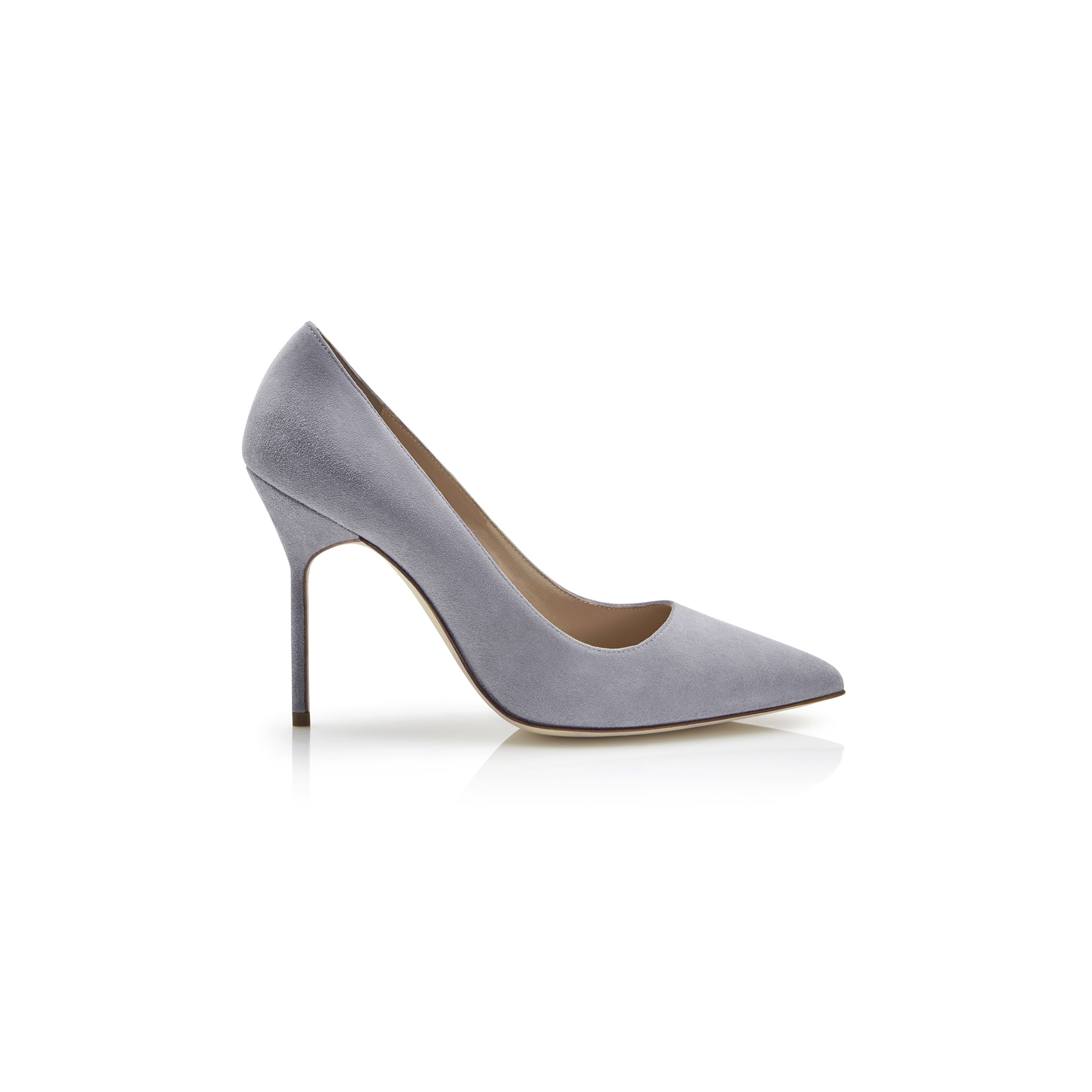 MANOLO BLAHNIK BB LIGHT GREY SUEDE POINTED TOE PUMPS 9XX-0417-0013
